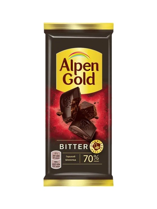 Альпен Гольд Темный Alpen Gold Dark горький шоколад 70 процентов 80 гр флоу-пак
