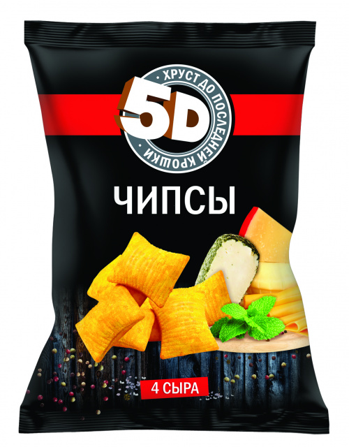 Чипсы пшеничные 5Д со вкусом «4 сыра»