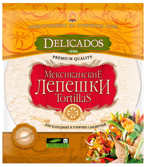 Лепешки Delicados Tortillas мексиканские для сандвичей оригинальные 6шт
