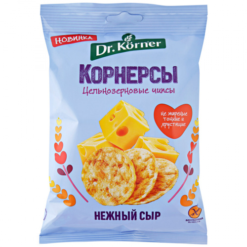 Чипсы Dr.Korner цельнозерновые кукурузно-рисовые с сыром 50г
