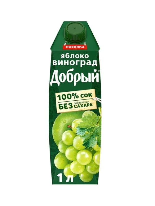Добрый Сок Яблоко Виноград без сахара 1 л т_пак