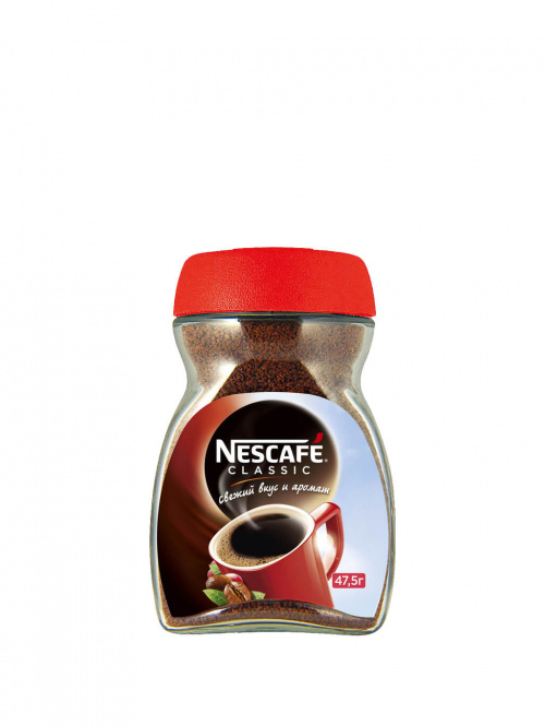 Кофе растворимый Nescafe Classic стеклянная банка 47,5г (1х12)