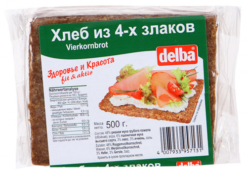 Хлеб из 4-х злаков Delba 500г