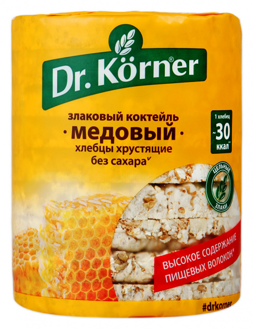 Хлебцы хрустящие Dr. Korner Злаковый коктейль медовый, 100г