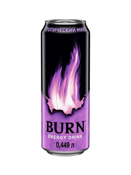 Бёрн Тропический микс энергетический напиток Burn 449 мл ЖБ