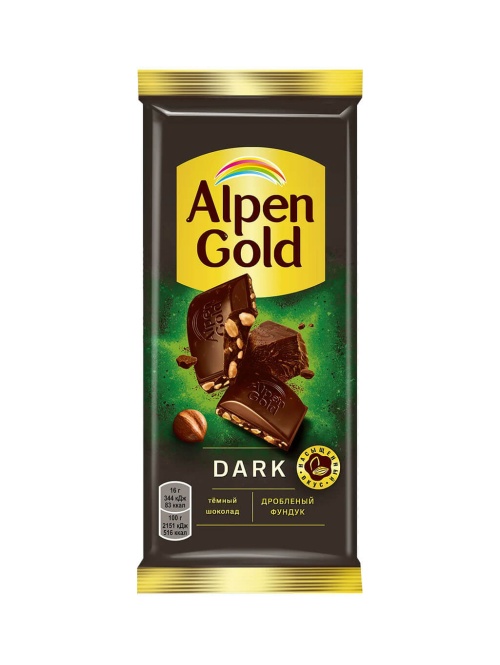 Альпен Гольд Темный Alpen Gold Dark Фундук дробленый 80 гр флоу-пак