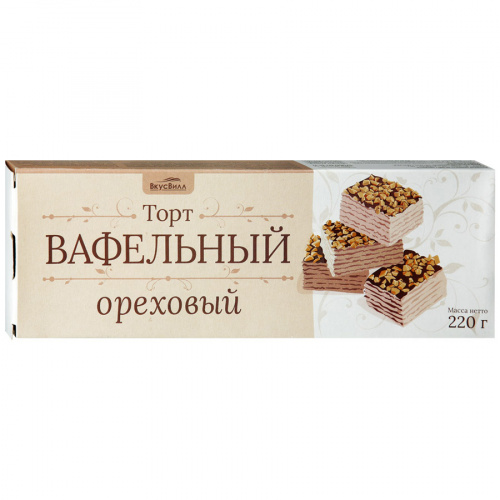 Торт ВкусВилл вафельный Ореховый 0,22кг