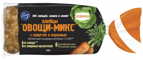 Хлебцы Fazer ОВОЩИ-МИКС капуста и морковь 240г