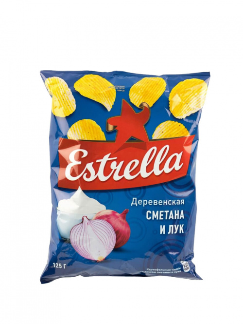 Чипсы картофельные Эстрелла Estrella сметана и лук 125г (1х24)