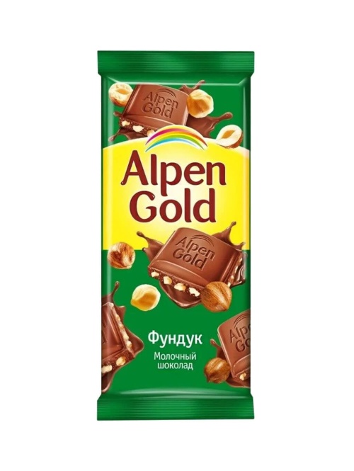 Альпен Гольд шоколад молочный Alpen Gold Фундук 85 гр флоу-пак