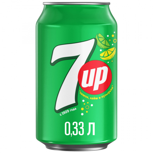 Напиток 7-UP вкус лимона и лайма, 0,33л