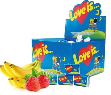 LOVE IS Клубника-банан (синий) жевательные резинки  5 гр. (100 шт)
