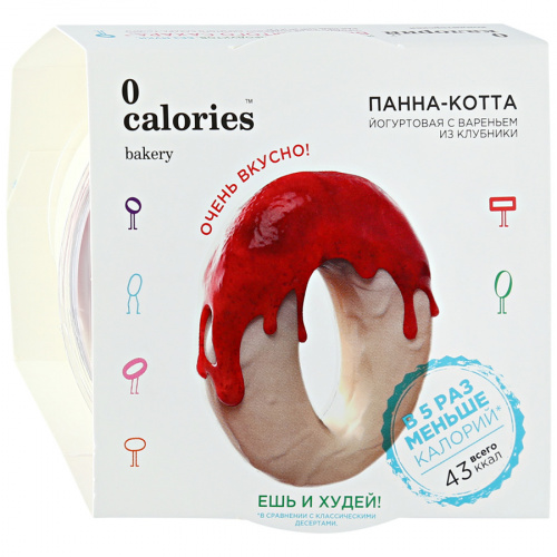 Панна-котта йогуртовая 0 Calories с вареньем из клубники, 110г