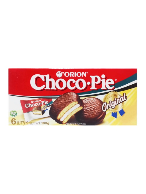 Чоко Пай Оригинал Печенье бисквитное в шоколадной глазури Choko-Pie Original 180 гр пачка