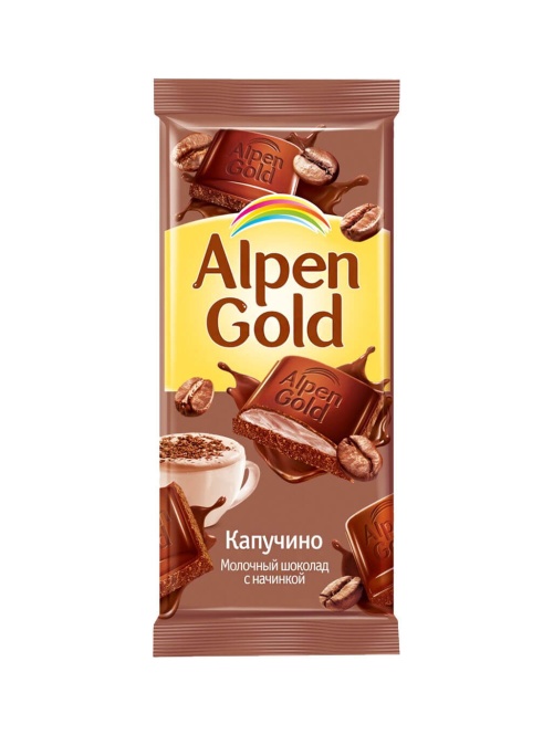 Альпен Гольд шоколад молочный Alpen Gold Капучино 85 гр флоу-пак